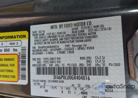 2016 Ford Fusion Hybrid Se из США, поврежденный, VIN 3FA6P0LU0GR404016
